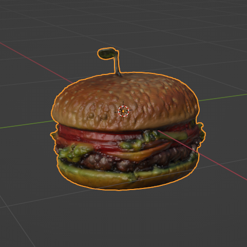 chibi_zako's tweet photo. Stability AI の TripoSR (Image-to-3dModel) を Python から使わせていただきましたが、メッチャ凄い。ハンバーガーできた！

画像は、出力されたデータを Blender で開いたものです。

#blender #blender3d #TripoSR https://t.co/30SsEIrSH3