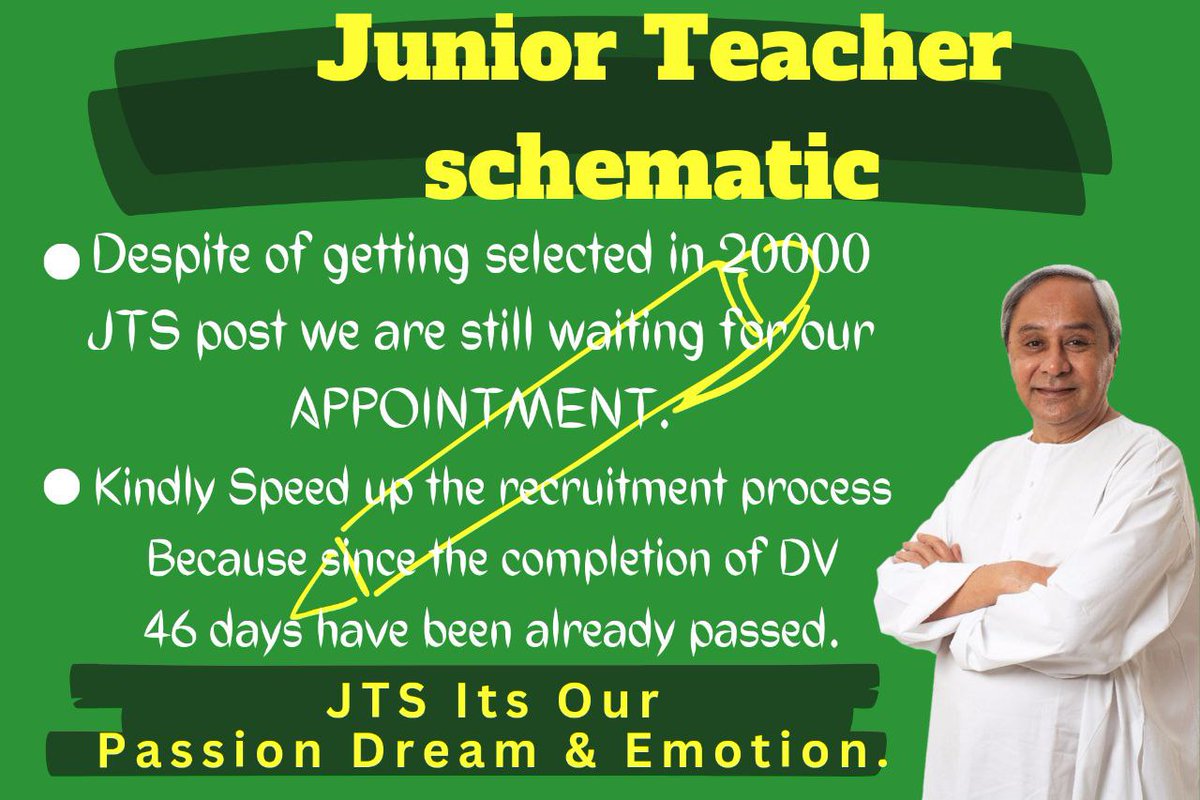 Dusmant51360627's tweet photo. #we_want_JTs_joining_as_soon_as_possible
#2023_JTs_joining_before_Code_of_Conduc
@CMO_Odisha @bjd_odisha @SMEOdisha @OSEPA_Official @VKPandian0 @marndi_sudam @IPR_Odisha @rashtrapatibhvn @GovernorOdisha @pranabpdas @MoSarkar5T @SecyChief https://t.co/q1dA7qVmOi