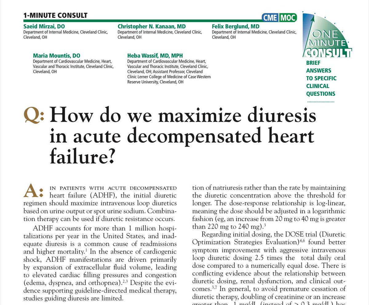 EmergPOCUS's tweet image. 💊 #Dosis de #Diuréticos en Insuficiencia Cardíaca Crónica 💊

🔹 Diuréticos de #Asa:

•💊 #Bumetanida: Iniciar 0.5-1.0 mg, puede ser 1 o 2 veces/día, máx. 10 mg/día. 🕒 Efecto: 4-6 h.
•💊 #Furosemida: Iniciar 20-40 mg, puede ser 1 o 2 veces/día, máx. 600 mg/día. 🕒 Efecto: 6-8…