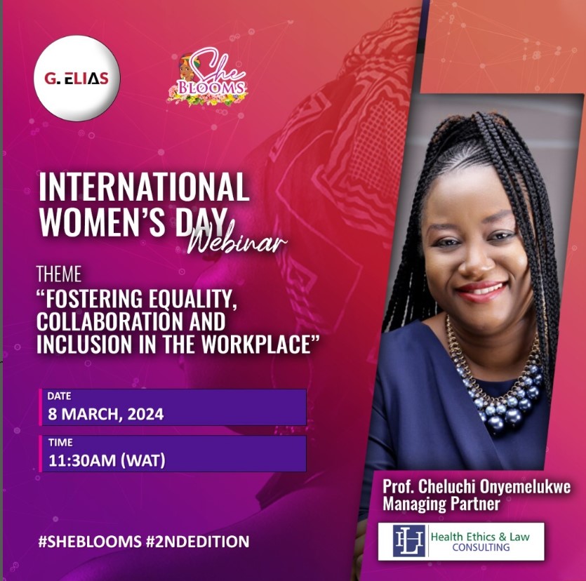 To commemorate International Women's Day, CHELD Executive Director <a href="/Cheluchi_O/">Cheluchi Onyemelukwe</a> will be speaking at the 2nd edition of #SheBlooms organised by <a href="/geliaslaw/">G Elias</a> 

Date: March 8th, 2024 | Time: 11:30 am – 1:00 pm | Register here - lnkd.in/dtFCuBgp

#inspireinclusion
#sheblooms