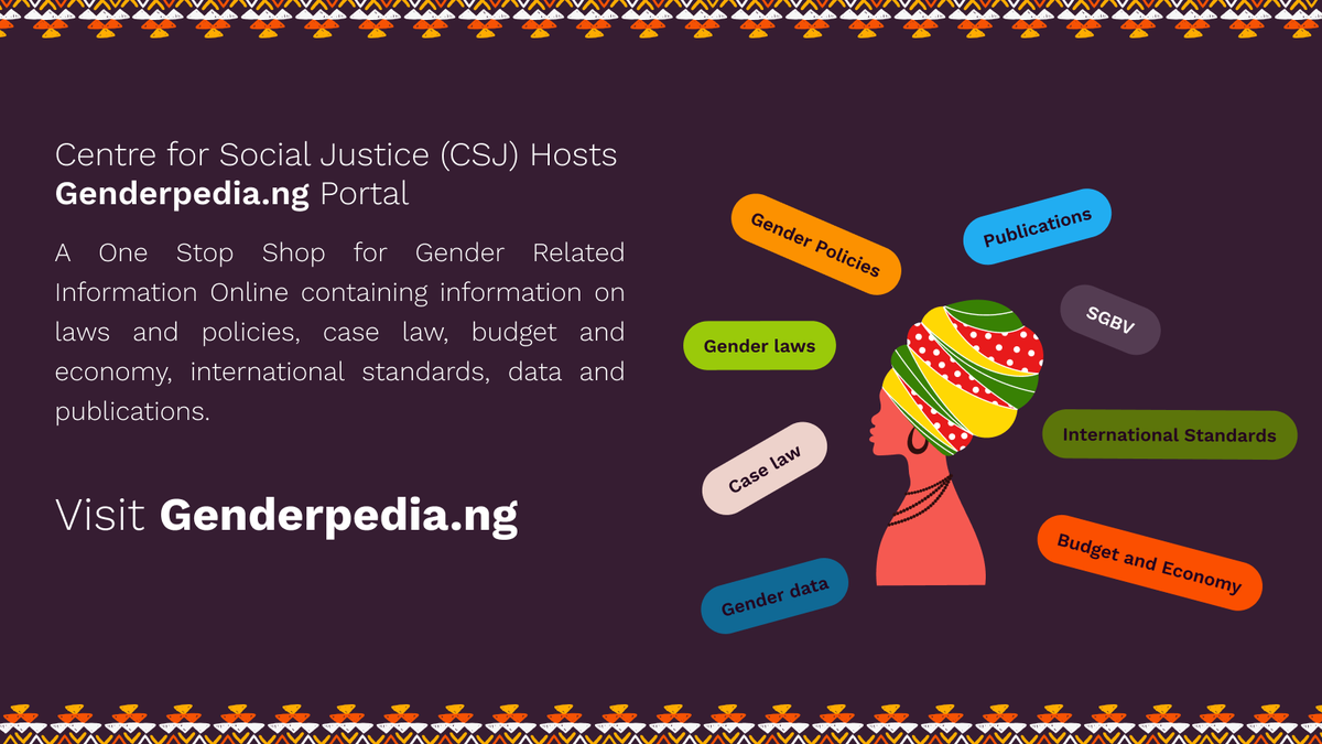 csj_nigeria's tweet photo. We have an exciting update for you. We have launched a new portal to provide all you need for gender related research in Nigeria. Follow @Genderpediang for updates. Visit https://t.co/UCOeOpL7yw . @MRA_Nigeria @miss_rijau @DRACNigeria @CCIDESORinfo @cislacnigeria @GGTNigeria https://t.co/5l8SN2nRto