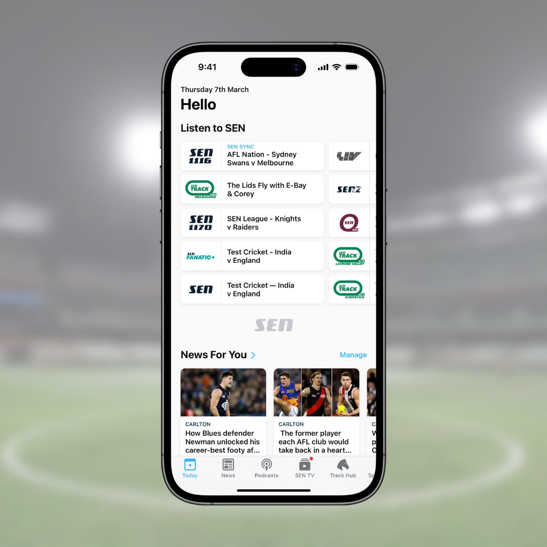 Something new on the SEN app… Tonight when you’re watching the footy at home, use our new feature SEN Sync to sync our commentary with your TV. Let us know what you think! #AFLSwansDees