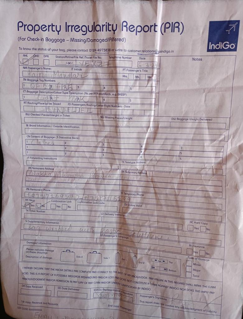 KurseongP's tweet photo. The baggage was offloaded in Singapore due to load restriction. Bag not recieved yet and we have a return flight to Perth again on Mar10. @IndiGo6E to kindly expedite the process https://t.co/s0aaeROBU0