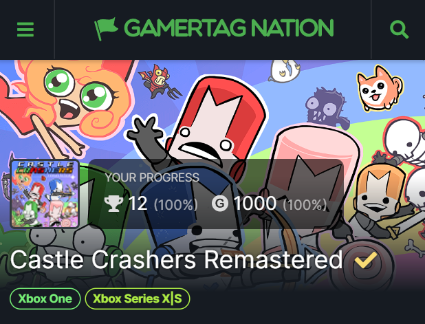I completed the game Castle Crashers Remastered, via <a href="/gamertagnation/">Gamertag Nation</a>

Jogo divertido demais de jogar, mas em coop com amigos, sozinho é complicado 😄

Só consegui completar esse jogo graças a ajuda de dois amigos: <a href="/dovahkim123/">Danilo</a> e <a href="/JefersonK45/">Jeferson45</a>, obrigado pelo ajuda irmãos 💪