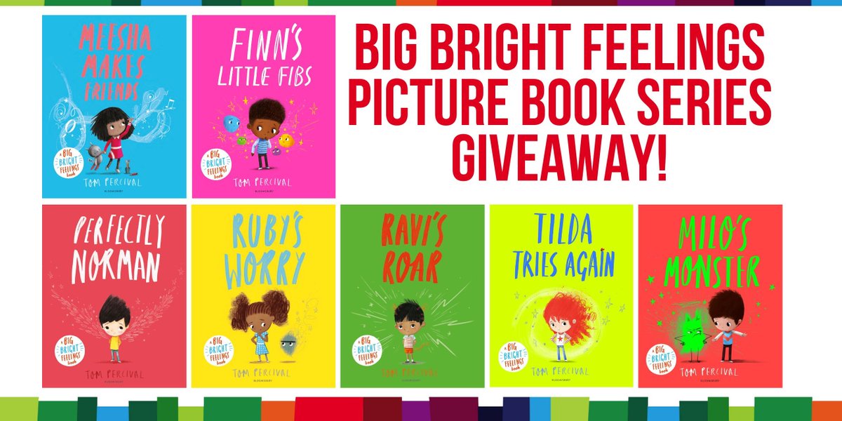 WIN SEVEN books in the Big Bright Feelings picture book series by @tompercivalsays @kidsbloomsbury helping children with #friendships #honesty #selfacceptance #anxiety #anger #resilience #jealousy To enter: RT, FLW & comment, telling us how you're feeling today? UK Ends 10/3