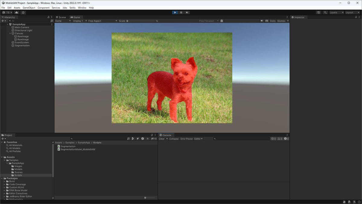 UnaNancyOwen's tweet photo. 書きました! > HoloLab DNN Packagesを利用してUnityでMobileSAMの推論を実装する - sugiura-lab https://t.co/NMdGYvuSyr
#UnitySentis https://t.co/zYVTu1ba2H