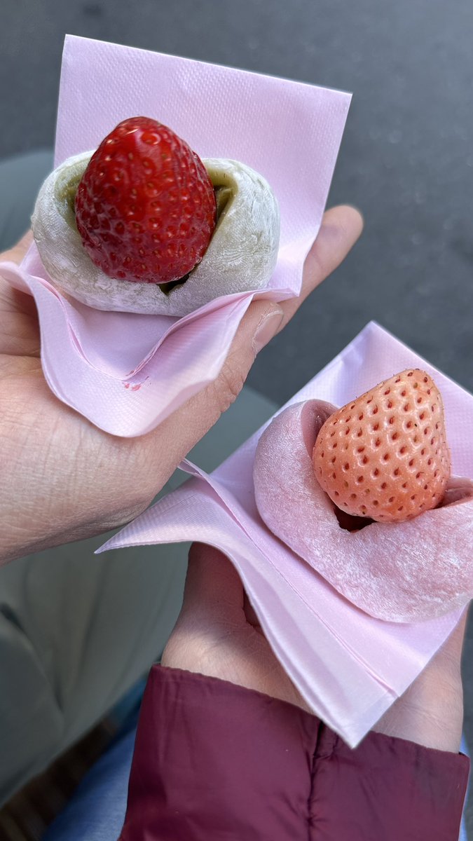 mayeowx's tweet photo. White strawberries (the BEST)!! Strawberry mochi!! Sirloin skewer! So so good and fresh. 

I swear I talked about the strawberries and wished for them everyday during my trip LOL

📍Tsukiji Outer Market https://t.co/hLXRlxJoey