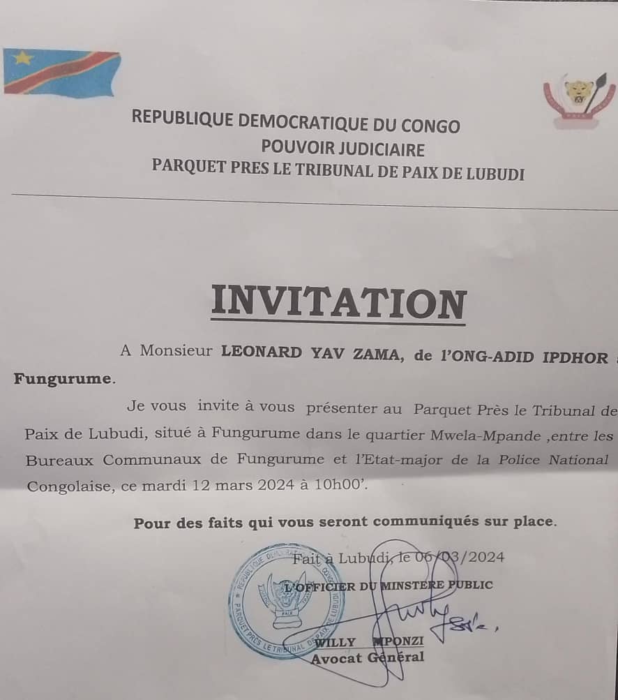 ipdhor's tweet photo. #IPDHOR/#ADID appellent les organisations des droits humains ,les mouvements citoyens et la population de #Manomapia à #Fungurume ainsi que  les journalistes à se mobiliser  pour une rencontre du 12/03/2024 à 10h :00  au parquet près le Tribunal de Lubudi à #fungurume. https://t.co/008Jzp8lET