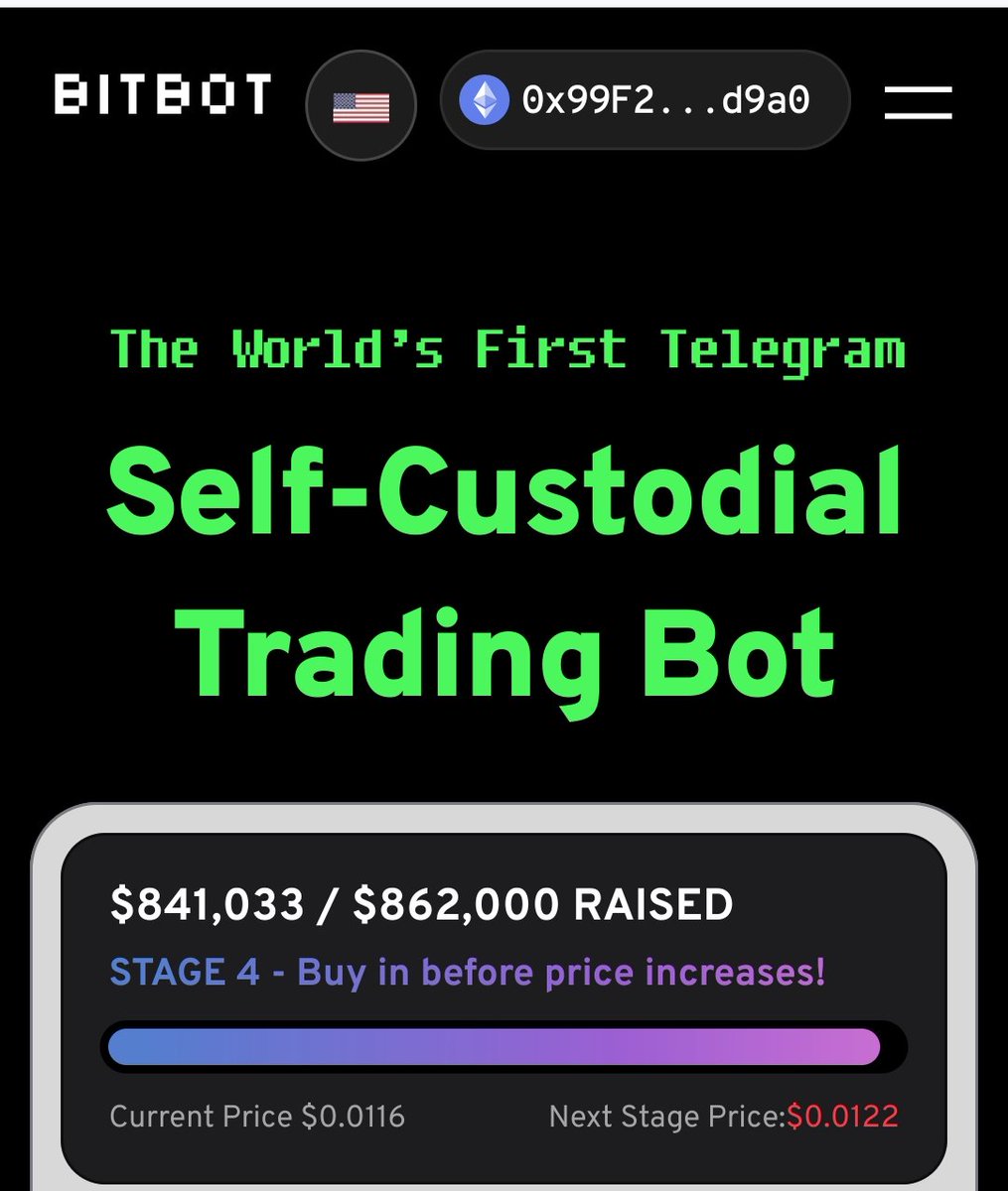 bitbot.tg/?r=9q4mkef Stage 4 almost full.
Forget $BANANA 

#BITBOT #BANANA #CRYPTO #Telegram #Ai #Tradingbot