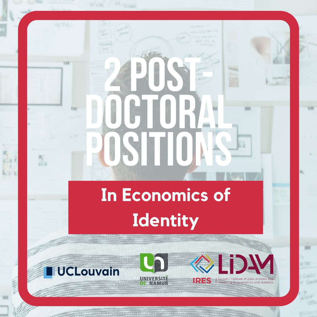 #JOB 📢JOB ALERT - 2 POSTDOCTORAL POSITIONS 📢 ✅ The IDnomics research team, based at the @UNamur and the @UCLouvain_be, is accepting applications for various two-year #postdoctoral fellowship positions starting on September 1, 2024. ℹ️uclouvain.be/en/research-in…