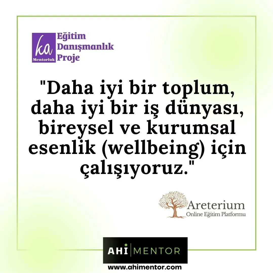 kamentorluk's tweet photo. KA MENTORLUK 8. Kuruluş yılımızı kutlarken müthiş bir haberimiz var!
 *KA MENTORLUK EĞİTİM DANIŞMANLIK PROJE* ile *ARETERIUM ONLINE EĞİTİM PLATFORMU* tecrübelerini ve güçlerini birleştirdiler: bireysel ve kurumsal esenlik (wellbeing) için *AHİ MENTOR* markasını geliştirdiler. https://t.co/8QzI5iSibo