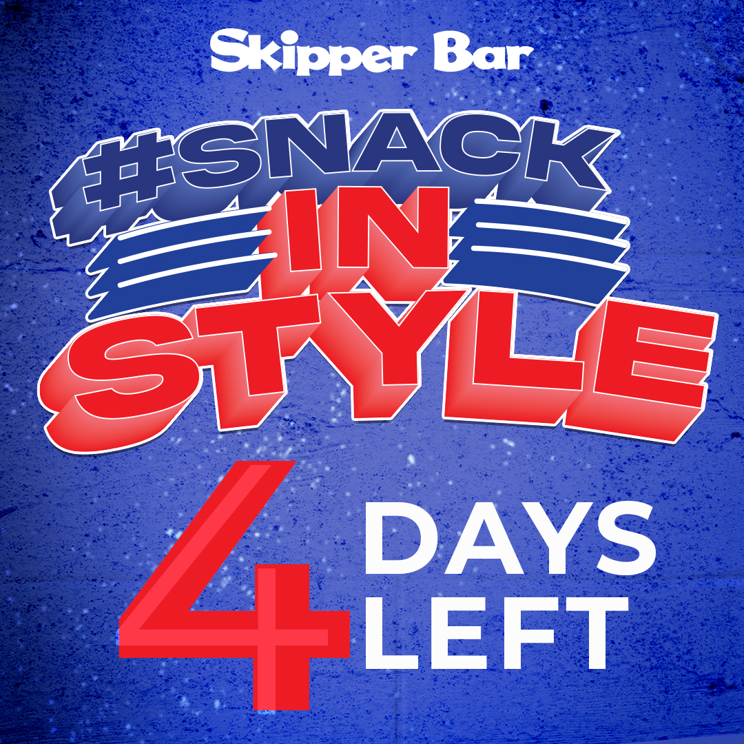 SkipperBarSA's tweet image. Let the excitement of our #SnackInStyle promotion send you!
We're officially 4 days away from kick-off! Stay clued to your phones for more info. Ningathi Asishong Bahlali!
#SkipperBar
#WeOwnTheCity