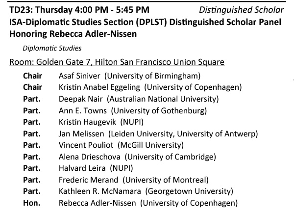 Such a distinguished honor to receive this award from @isadiplomacy ❤️ Hope to see many of you at the panel Thursday 4 PM featuring outstanding colleagues. Bonus: You might also be able to catch them at the reception at 8.15 PM later on Thursday in Plaza A Hilton #ISA2024 @isanet