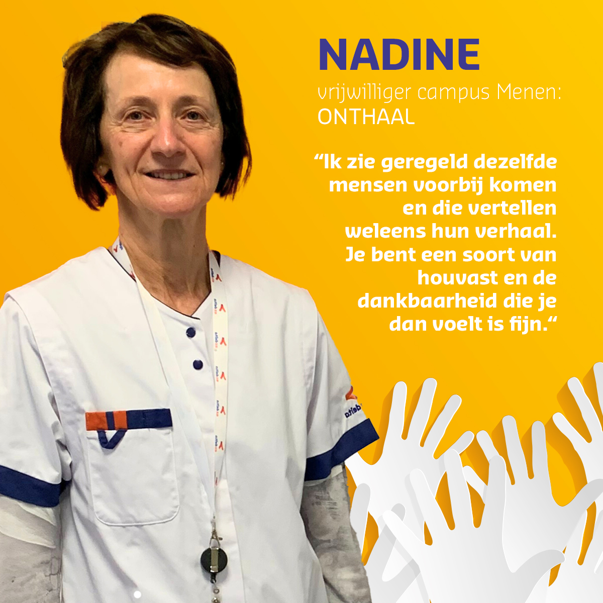 az_delta's tweet photo. Duizendmaal dank, Nadine! 👏 Nadine startte een jaar geleden als #vrijwilliger bij het onthaal op campus Menen. Ook vrijwilliger worden bij #azdelta? Alle info vind je op https://t.co/ilL9rkS8xN #weekvandevrijwilliger #duizendmaaldank #éénuitdeduizend https://t.co/3tmpHFUK76
