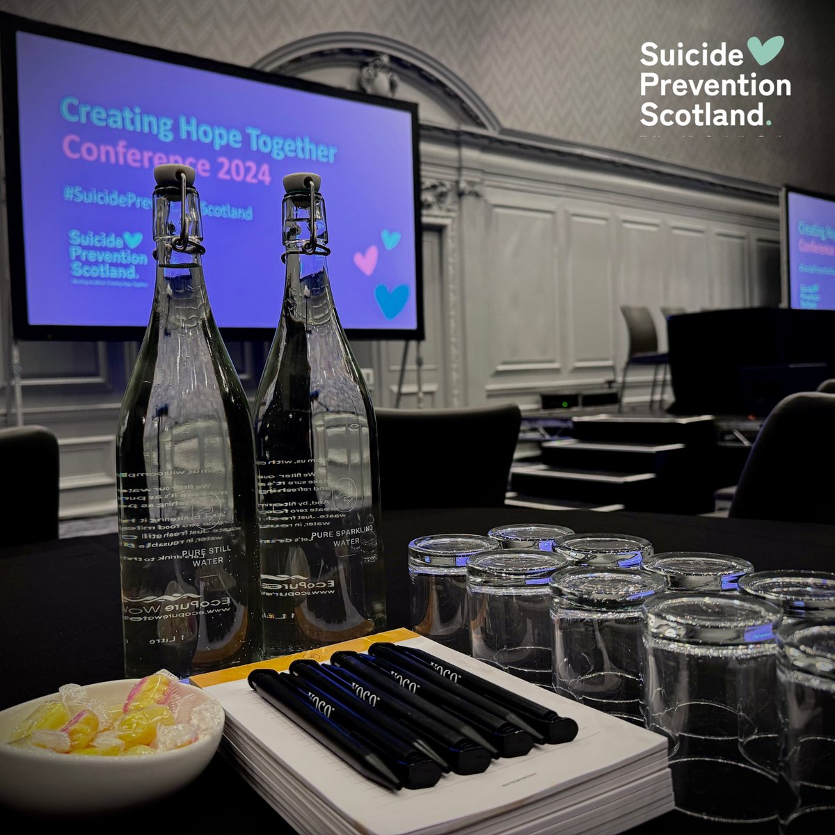 We’re ready to welcome 250 delegates to our first conference this morning. 

A day of learning, sharing, supporting and encouraging is ahead. 💛🧡🩵

#SuicidePreventionScotland