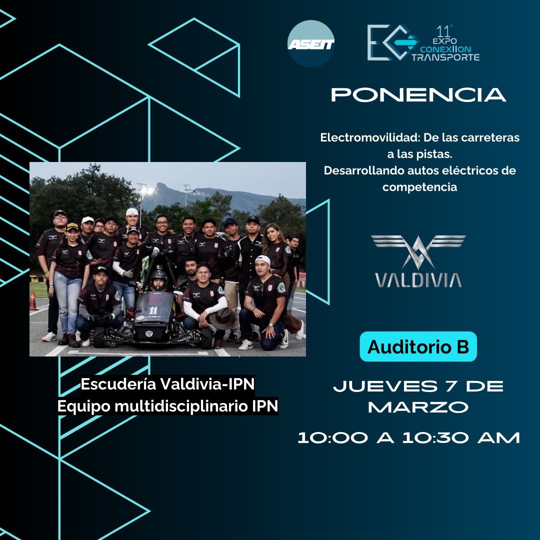 ASEITOficial's tweet photo. VALDIVIA IPN, fundado en 2018 en ESIME Ticomán, es un equipo multidisciplinario que diseña, manufactura y corre autos eléctricos.🫡🏎✨🤩

Te invita a la ponencia "Electromovilidad: De las carreteras a las pistas"🏎⚡️

📅Jueves 07 de marzo📅

#ASEIT #Valdivia #IPN #Expo #Ponencia https://t.co/iO0DP86s8z