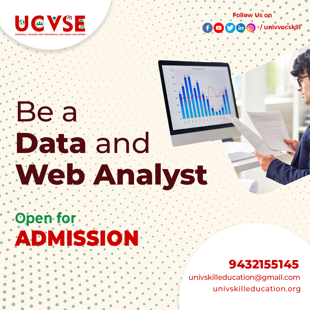 univvocskill's tweet image. 🚀 Elevate your career with our Data And Web Analyst Course! Admission now open. 📊 Gain in-demand skills and boost your employability. Contact us today to secure your spot! 💻 #DataAnalyst #WebAnalyst #AdmissionOpen #SkillsEducation #UniversalCouncil