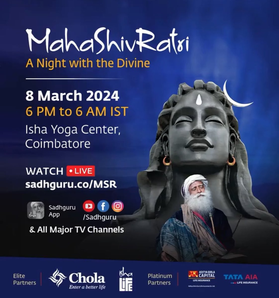 Rihafz's tweet photo. Join us this #Mahashivratri a night like no other with Sadhguru! A night full of dance, music, and meditation!!
https://t.co/XeWlD9wAkv https://t.co/3v8mu3mgDm