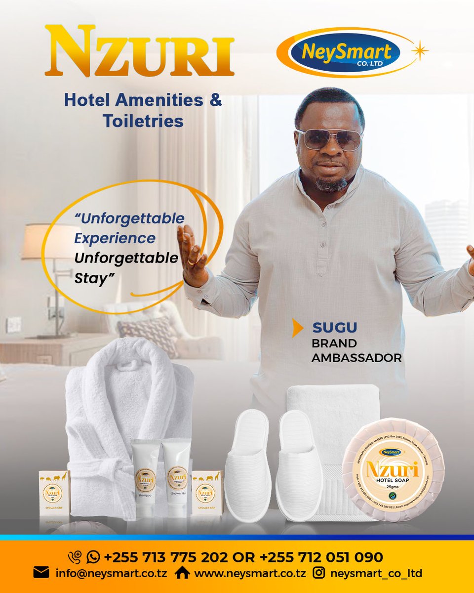 TheRealJongwe's tweet photo. Sasa siagizi tena China, mahitaji yangu yote ya bidhaa za hotel yangu (Amenities &amp; Toiletries) nayapata kutoka Neysmart Co. Ltd yenye HQ zake Arusha…Kama wewe ni Mmiliki au Meneja wa hotel yoyote ya hadhi yoyote Tanzania hii, basi wasiliana na kwa bidhaa bora watakutumia popote! https://t.co/3ZPuAqIewI