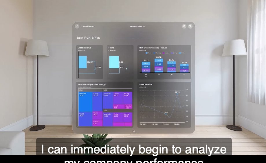 xjhacking's tweet image. Holy Shit! SAP Analytics Cloud in Apple Vision Pro! #SAPDataUnleashed
