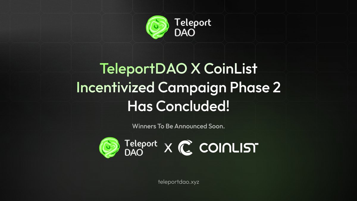 The TeleportDAO x <a href="/CoinList/">CoinList</a> Incentivized Campaign Phase 2 Has Concluded! 

We want to express our sincere thanks to our community for testing our Bitcoin-centered dApps, #TeleSwap, and #TeleOrdinal, and for helping us to improve them.

User Participation in Phase 2

Throughout