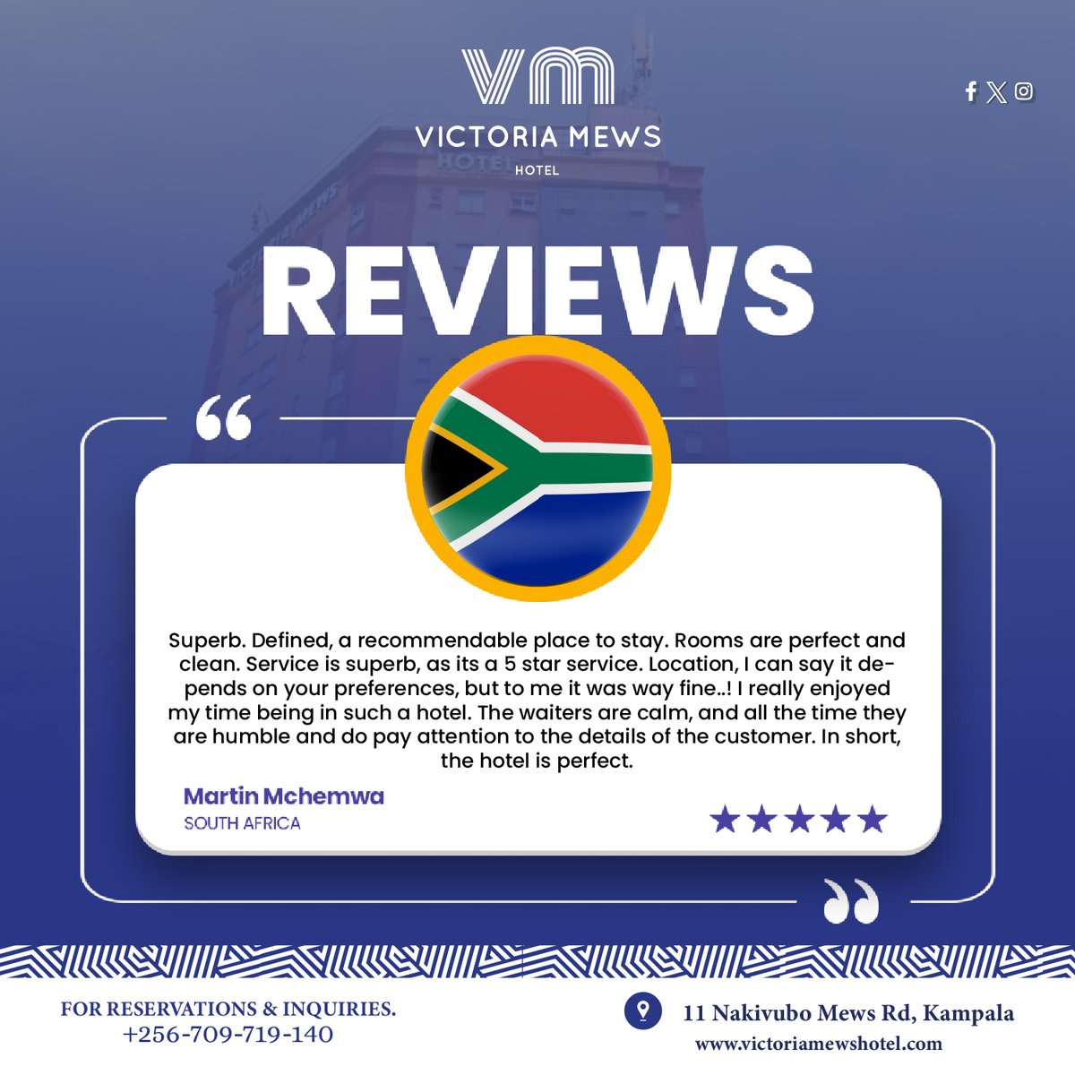 From immaculate rooms to attentive service, our hotel ensures an unforgettable stay. Thank you for your kind words! ✨🏨 

#PerfectionDefined #VictoriaMewsHotel