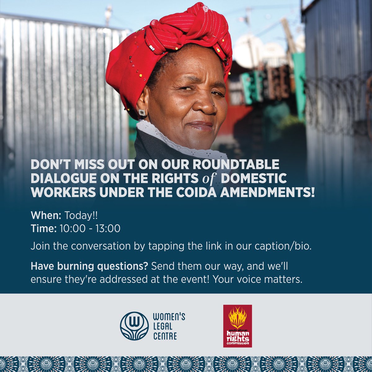 There’s still time join us in our round table discussion on implementing the amendments to COIDA, which provides social security to Domestic Workers. Have questions? Send them our way &amp; we’ll answer them during the session. 
Join here 👇🏽

teams.microsoft.com/l/meetup-join/…
