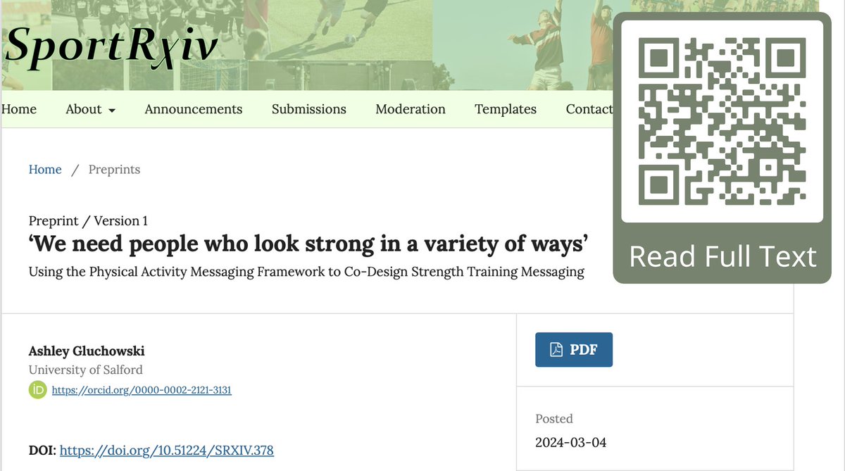 Dr. Ashley Gluchowski, CSEP-CEP, CSPS (@strongerwithage) on Twitter photo 🤔What did people say they wanted to see from strength training messaging campaigns? 🏋🏻♀️
💪🏻People want more information on how to practically and effectively participate in strength training! 🤩
👇🏻Read more here
doi.org/10.51224/SRXIV…
🤝🏻In collaboration with <a href="/GMMoving/">Greater Manchester Moving</a> 🤔What did people say they wanted to see from strength training messaging campaigns? 🏋🏻♀️
💪🏻People want more information on how to practically and effectively participate in strength training! 🤩
👇🏻Read more here
doi.org/10.51224/SRXIV…
🤝🏻In collaboration with <a href="/GMMoving/">Greater Manchester Moving</a>