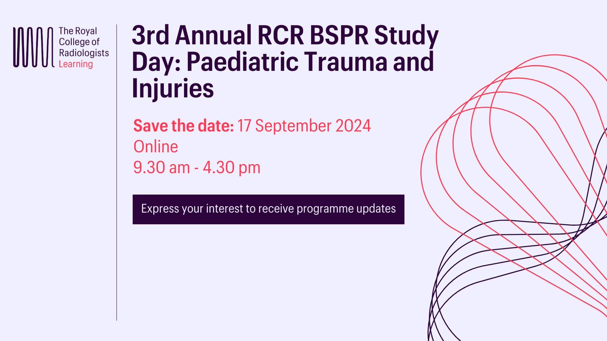 'Excellent talks with great selection of cases.' We're hosting our 3rd annual RCR @bspr_uk Study Day on Paediatric Trauma and Injuries on 17 September. Express your interest to get programme updates: bit.ly/4bRpnwZ @ClinRadiology @espr_junior @BSPRJuniorForum