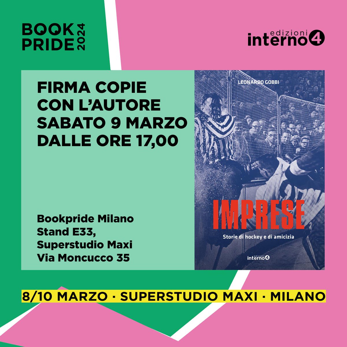 E niente, sono finalmente riuscito a parlare con l'autore.
Dice che molto probabilmente sarà a <a href="/BookPrideMilano/">BookPrideMilano</a> già dal primo pomeriggio.
Per chi avesse fretta o impegni per la serata. #IMPRESE