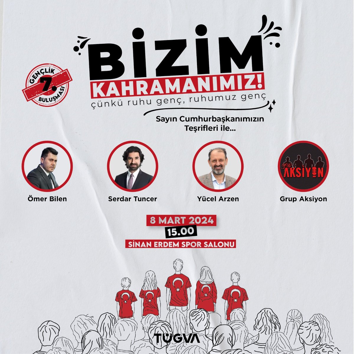 BİZ HAZIRIZ!❤️
Kardeşliğin sesi olmak için!
Beraberliğin sesi olmak için!
 7. Gençlik Buluşması'nda Cumhurbaşkanımız Sayın Recep Tayyip Erdoğan ile buluşuyoruz!❤️
🗓️8 Mart 2024
📍 Sinan Erdem Spor Salonu
🕒 15.00
#BİZİMKAHRAMANIMIZ