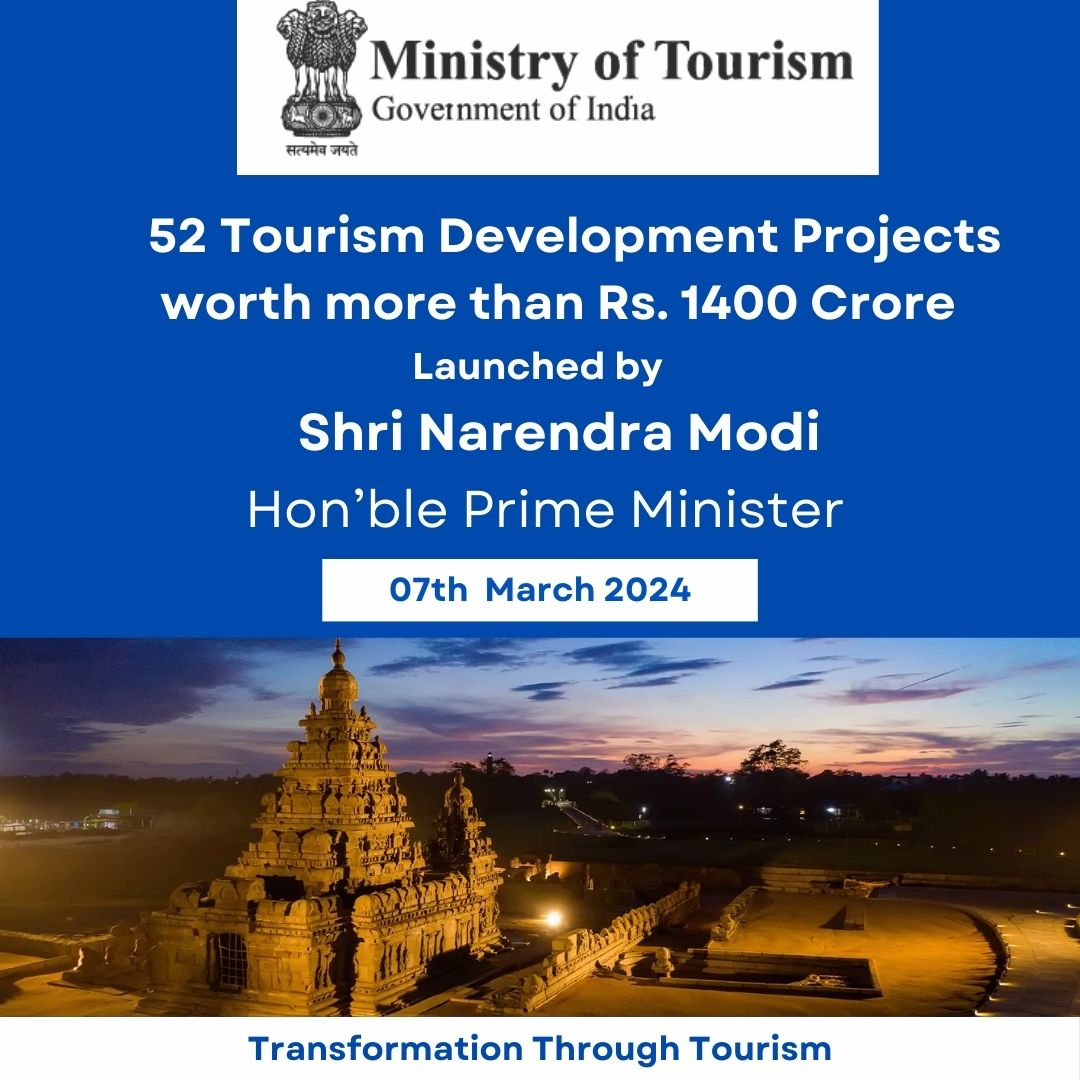 PM @narendramodi launches 52 tourism development projects worth more than Rs. 1400 Crore from Srinagar through VC. Projects are funded under Swadesh Darshan & PRASHAD schemes of Ministry of Tourism. #PMlaunch #TourismScheme #MOT #TransformationThroughTourism #tourismdevelopment