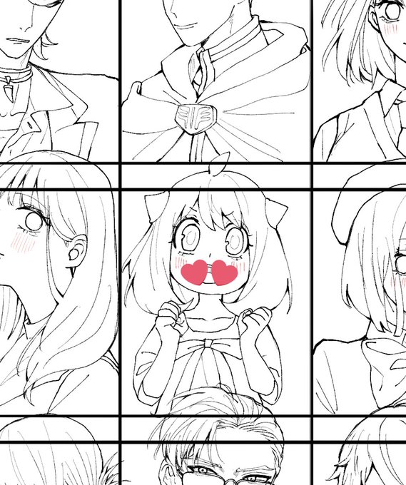 ちまちま描いて9人線画終わった。
あと9人描いて色塗る〜。 