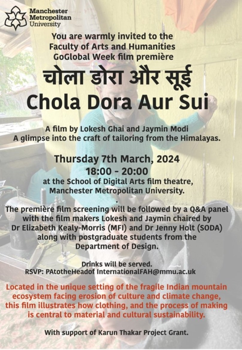 Looking forward to this event tonight with Lokesh Ghai, part of MMU #Goglobal week