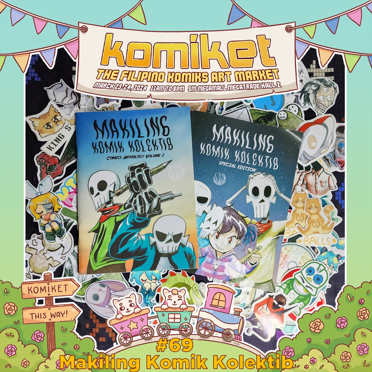 KomiketPH's tweet photo. The kids are doing alright! Present po!🙋‍♀️ Check out the Youth &amp; Student-led exhibitors presenting their own awesome komiks, art, stickers, prints, merch &amp; more here at Komiket March 23-24, SM Megamall Megatrade Hall 2, from 11am to 8pm. Tix P100 only~

#komiketmarch
#komiket2024 https://t.co/4FOVhiCLrI