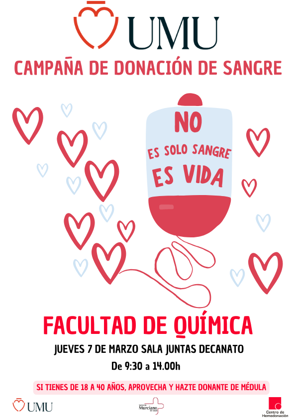 ¡DONACIONES! 🩸 Seguimos con la campaña de #Donacióndesangre en @UMU Esta mañana os esperamos en @QuimicaUm para #DonarSangre y #regalar 🎁 #vida Os esperamos a #todos 🙋‍♀️🙋 ℹ️Requisitos para #donarsangre ow.ly/CV0i50Mmvm2 🗓️Calendario: i.mtr.cool/iaipafthcm