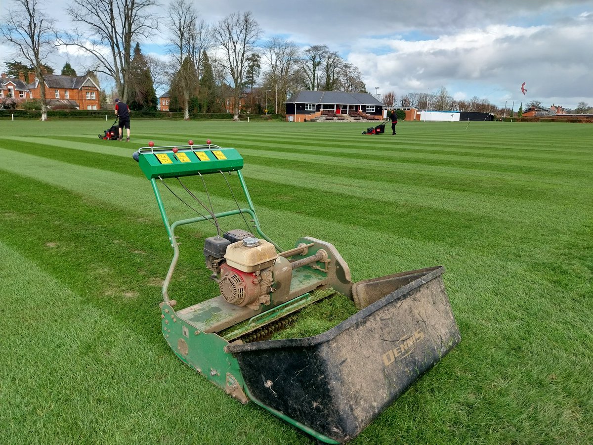 cox_grayo's tweet photo. Nice to be back out on the fields for a few days. Double verticut and mow on all grass cricket in preparation for the season. 1st square looking great considering it was killed off and dug up 6 months ago! https://t.co/UuDdZ8wfJD