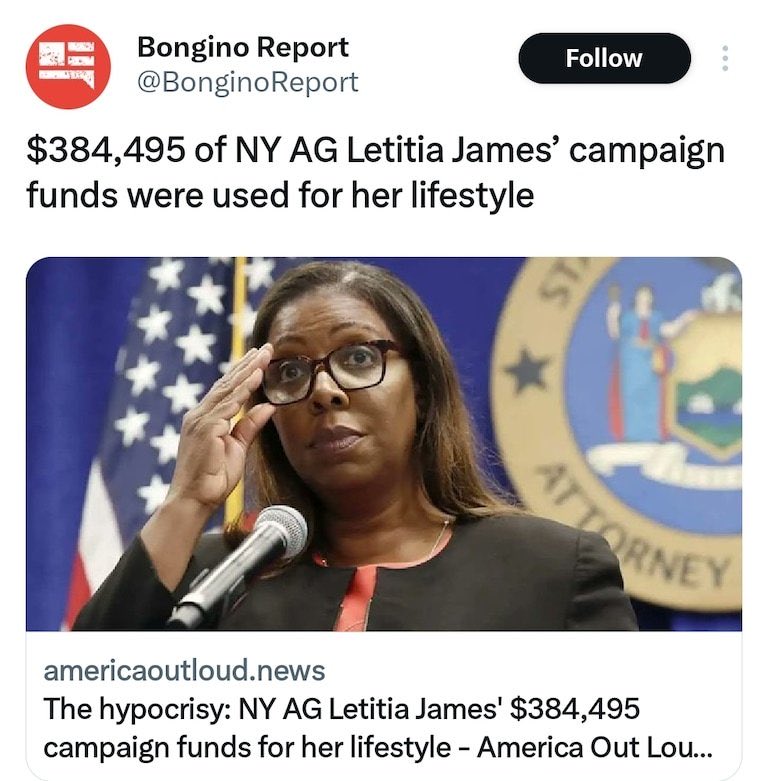 LETITIA JAMES IS CROOKED! This needs to stop. PROSECUTE