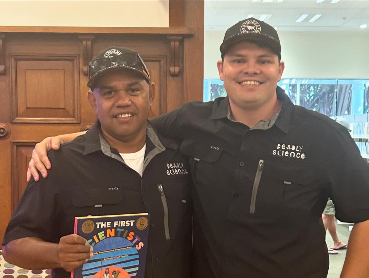 DeadlyScience's tweet photo. Corey and Vince had a fantastic day at the Cairns Tropical Writers Festival taking the local learners through one of our Deadly STEM in Schools sessions!
#CairnsTropicalWritersFestival #DeadlySTEM #IndigenousEngineering #STEMeducation #IndigenousEducation https://t.co/zvLCdBxgnF