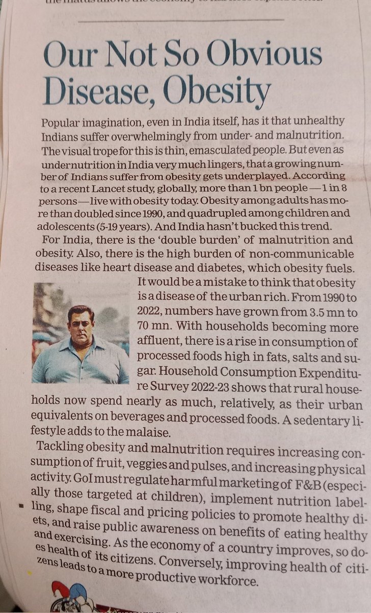 MumNeelam's tweet photo. @BeingSalmanKhan Is that your pic in the article in today's Economics Times . Surprisingly the article is on obesity!!! https://t.co/H9VxDMxMNJ