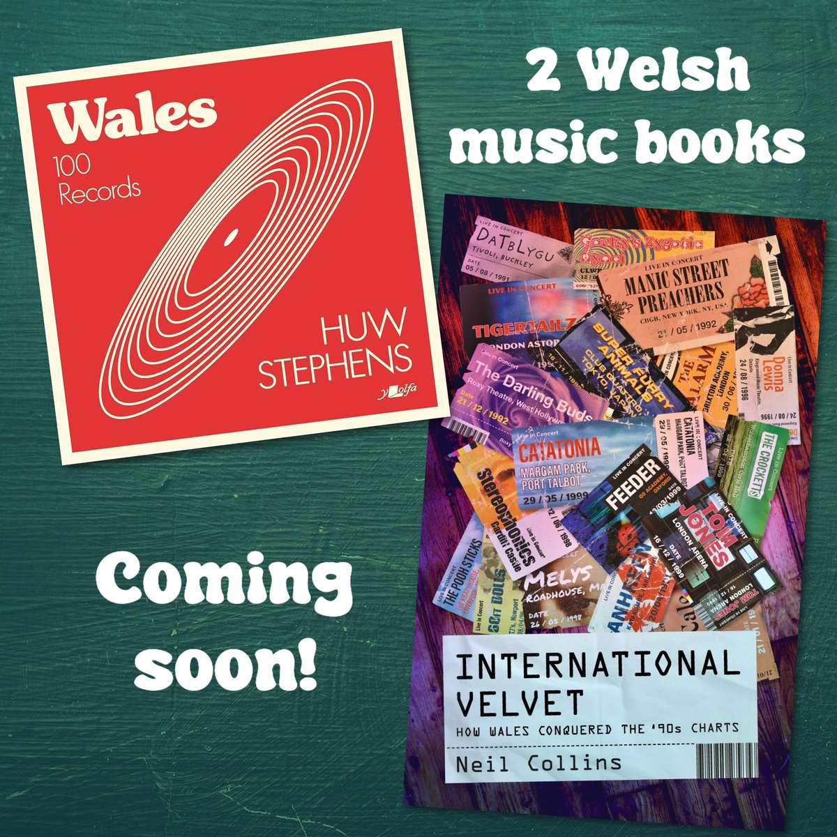 As it’s #WorldBookDay, here are two great books on Welsh music coming soon! @huwstephens - Wales 100 Records @NeilCollins86 - International Velvet: How Wales Conquered the 90s Charts Pre-order: bit.ly/3PaYYkb / bit.ly/3vo4aKz #worldbookday2024