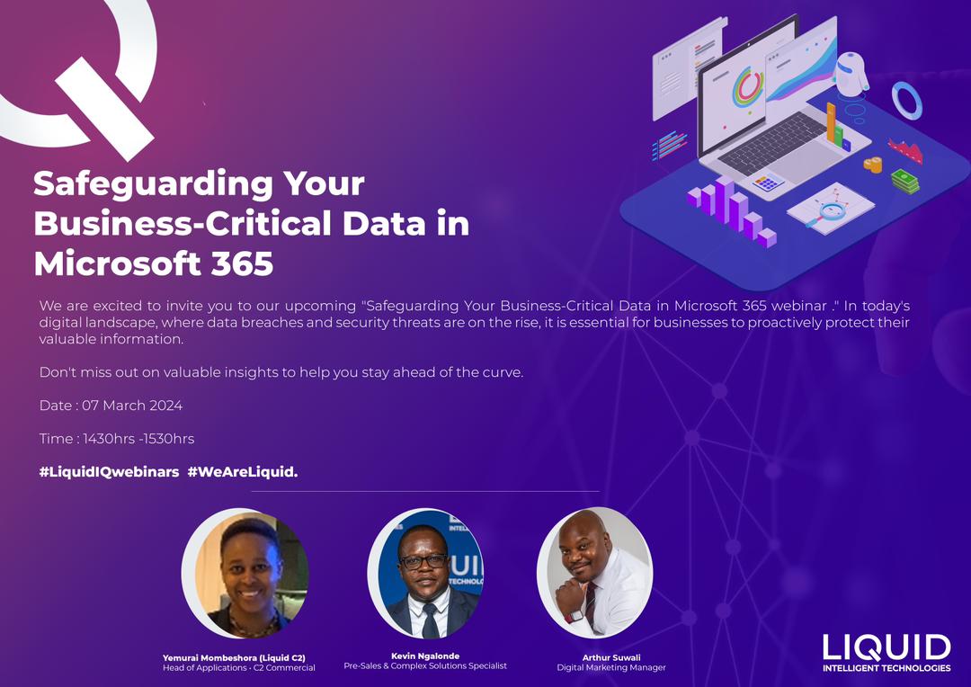 Fresh off partnering Google Cloud, Liquid treks on with Microsoft Liquid is hosting a webinar today from 14:30-15:30pm on 'Safeguarding your business-critical data in Microsoft 365' All businesses invited, big and small. You can register for free here: loom.ly/8sj6gCU
