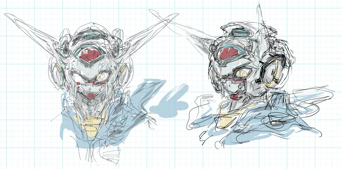 robot mecha sketch no humans v-fin yellow eyes science fiction  illustration images