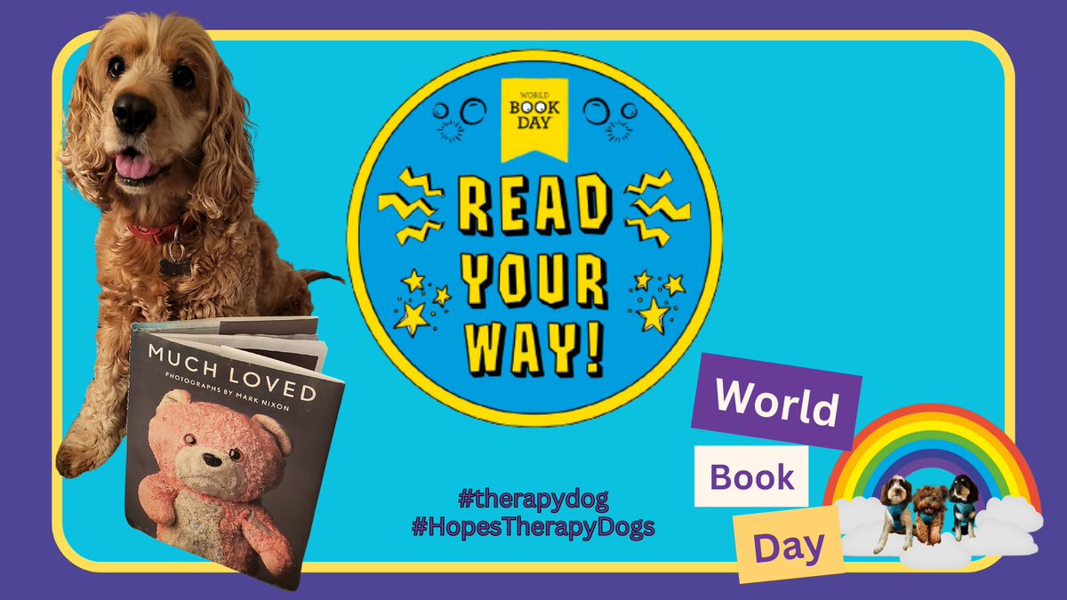 📚🐾 Hope's Therapy Dogs supports #WorldBookDay 2024 with the #ReadYourWay theme. Therapy Dog Lola's favourite is 'Much Loved', reminding us that everyone is lovable just as they are. Share your favourite book or quote! 🌟 #SpreadHope 📚🐾