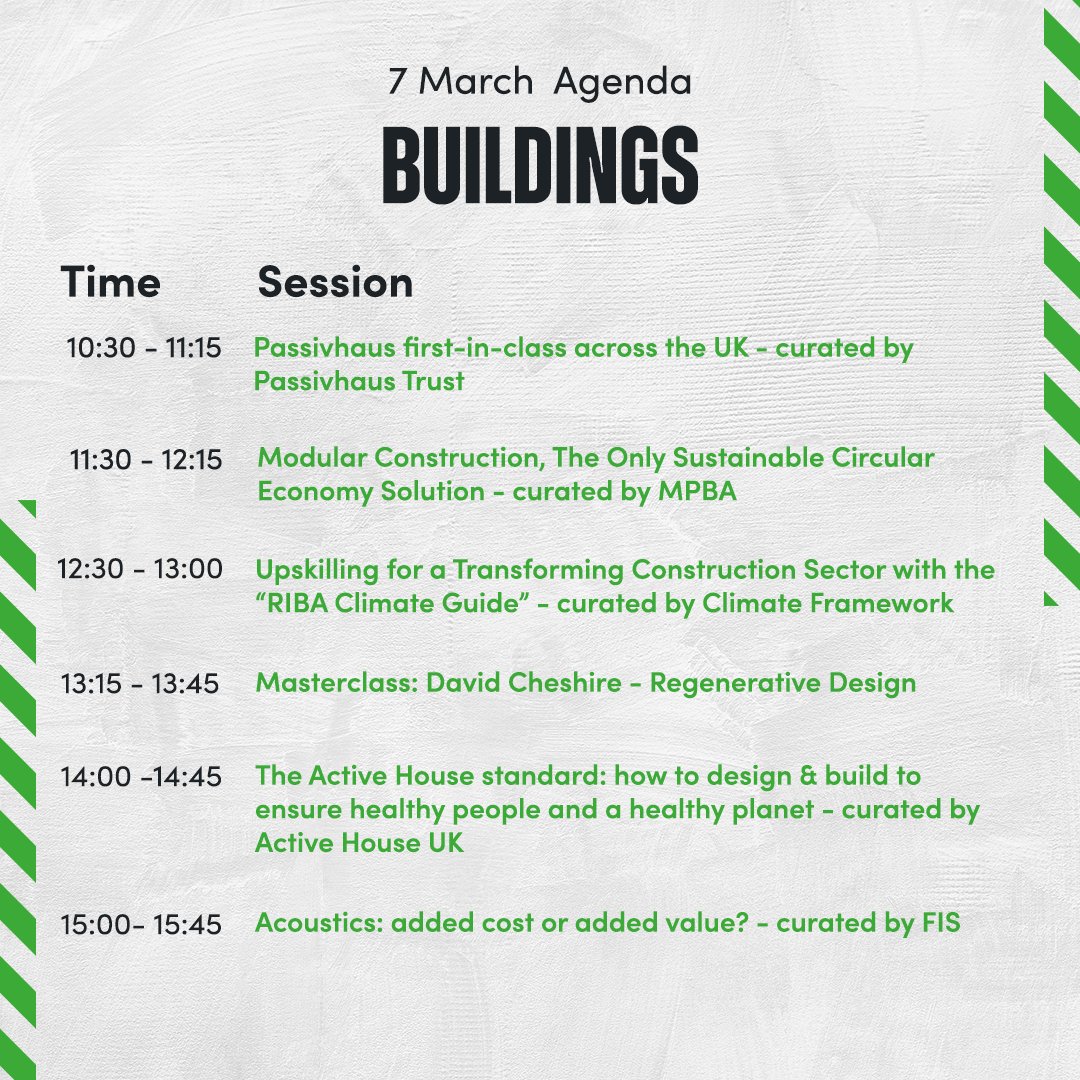 🌱 Explore today's lineup at the Buildings Stage at Futurebuild 2024! With insightful sessions, there's something for everyone. Reserve your spot now and be part of the conversation! bit.ly/3TjkOEy #futurebuild2024