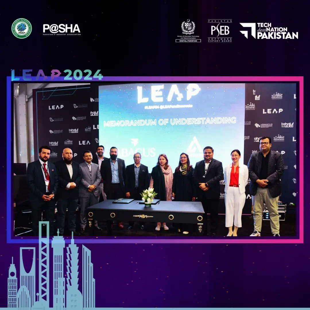 We are delighted to share that Abacus and Alif Technologies have officially signed a MoU at TechdestiNation Pakistan pavilion organized by PSEB and TDAP at #LEAP2024 in Riyadh, KSA. This marks the start of a strategic partnership across the MEA region.