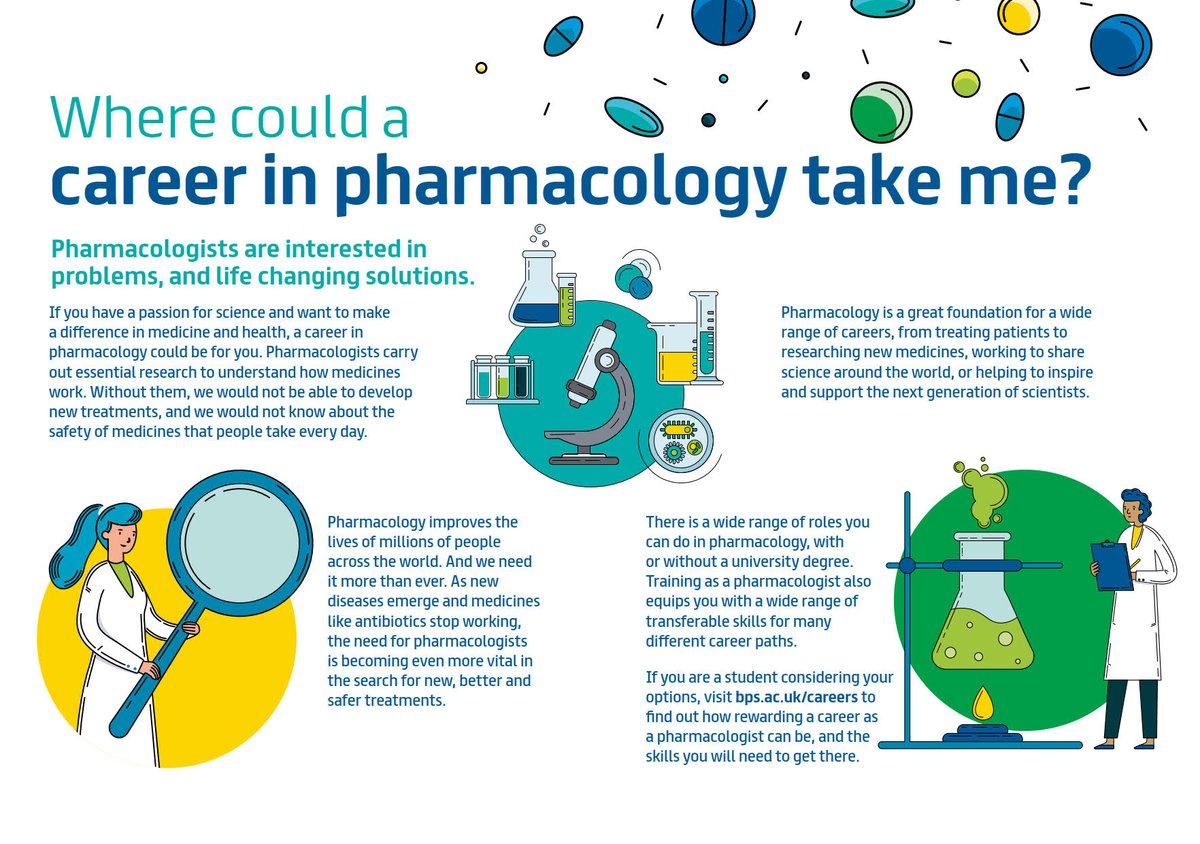 Where could a career in #pharmacology take you? 🤔 From carrying out research in a lab, to working directly with patients, to educating the public, there's a whole range of careers available: bps.ac.uk/careers-in-pha… 💊🧪🩺🎤 #NationalCareersWeek #NCW2024 #CareersInSTEM #STEM