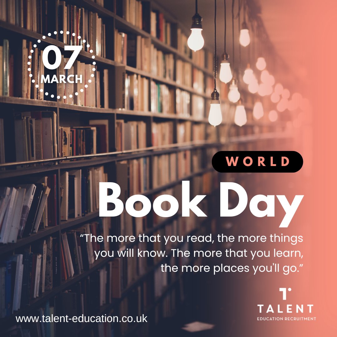 📚 Happy World Book Day! 

Join us in celebrating the magic of reading &amp; the power of education. 

If you are ready for the next chapter in your education career, get in touch with James to discuss current opportunities. 🌟

Link: loom.ly/om_QCaY

#WorldBookDay #Education