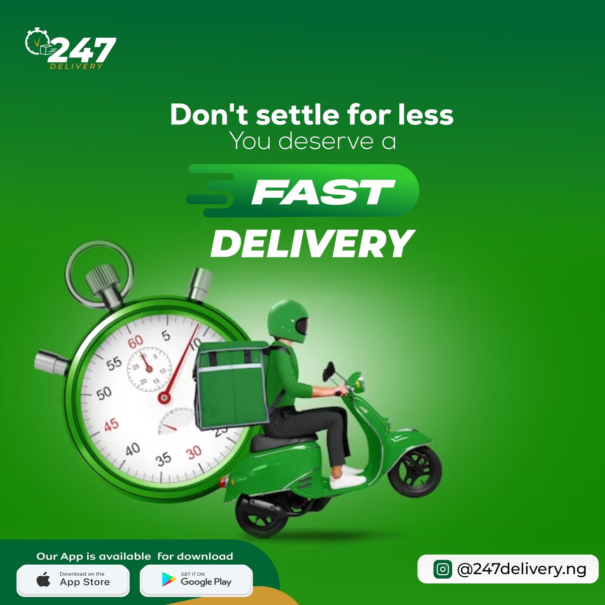 247deliveryng's tweet photo. Speed matters!
Don't settle for less when you deserve lightning-fast delivery with 247 Delivery.
#247delivery https://t.co/xagMI6MVyx