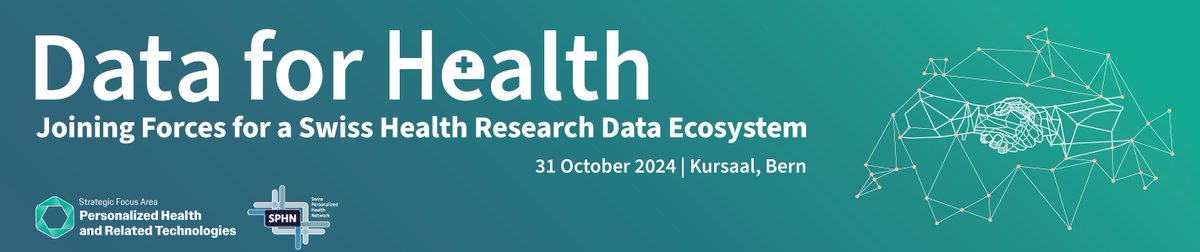 🗓️ SAVE THE DATE: 'Data for Health', October 31, 2024📍Kursaal, Bern. @SPHN and @PHRT_CH invite all stakeholders to celebrate the achievements & join forces for the future of PH research and care in Switzerland. sphn.ch/2024/03/06/sav…